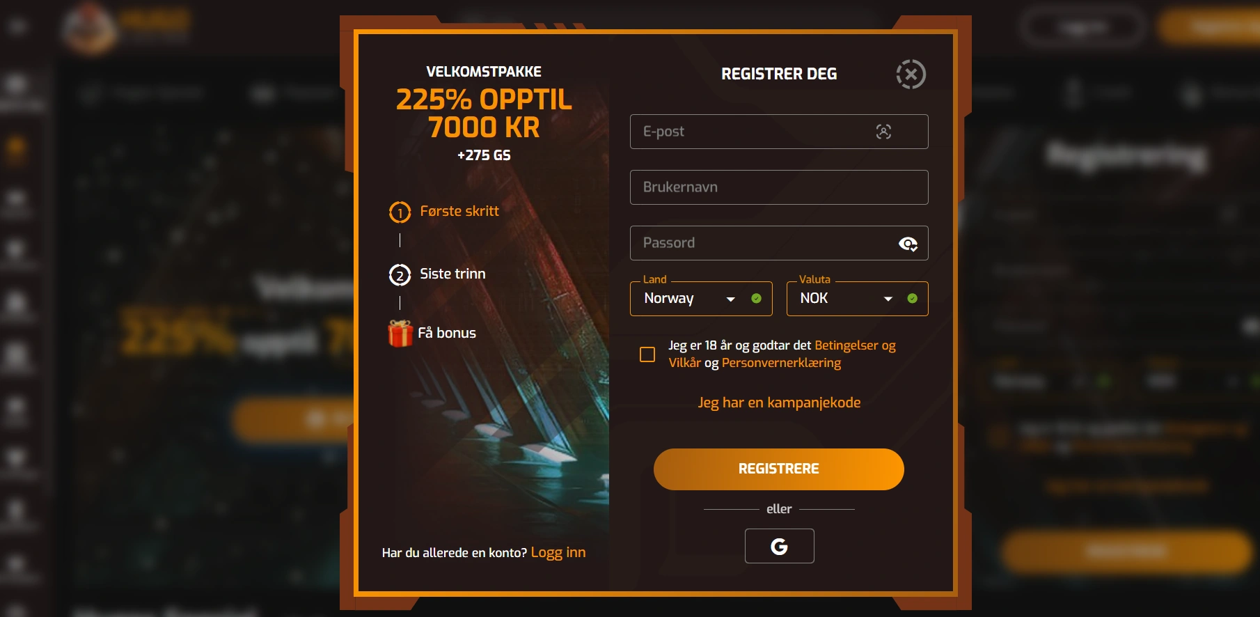 hugo casino login